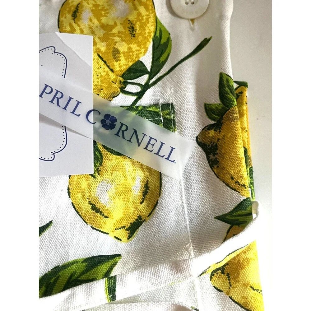 April Cornell Lemons Lemon Apron French Country 100% Cotton Yellow White